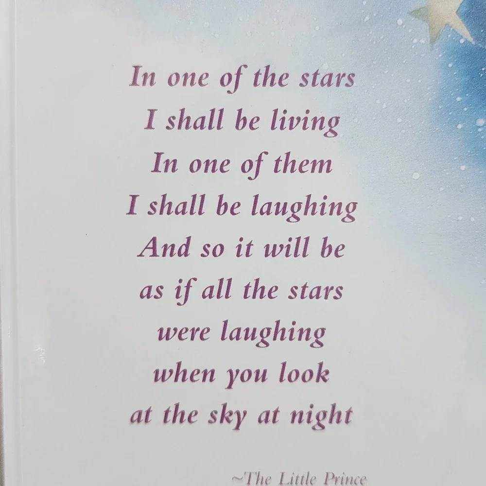 Papyrus The Little Prince Sympathy Card Stars Watercolor Gold Foil Glitter New
